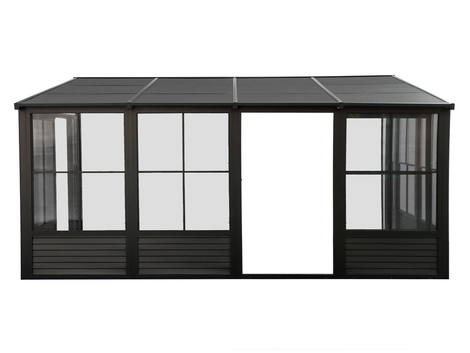 Gazebo Penguin Florence mural avec toit en metal 10 ft. x 16 ft. en Noir