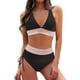 thumbnail image 1 of MKLEKYY Trajes De Baño Hombre Natacion Women High Waisted Bikini Sets Swimsuits Color Block Two Piece Drawstring Bathing Suit, 1 of 5