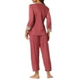 thumbnail image 3 of INSPIRE CHIC Women's Satin Sleepwear Night Suit V Neck Lace Nightwear Lounge Pajama Set M Light Red, 3 of 5