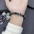 thumbnail image 4 of Negro pulsera para los hombres las mujeres de la riqueza de motivación de piedra elástica de estiramiento ajustable de cristal de cuentas de joyería brazalete, 4 of 5
