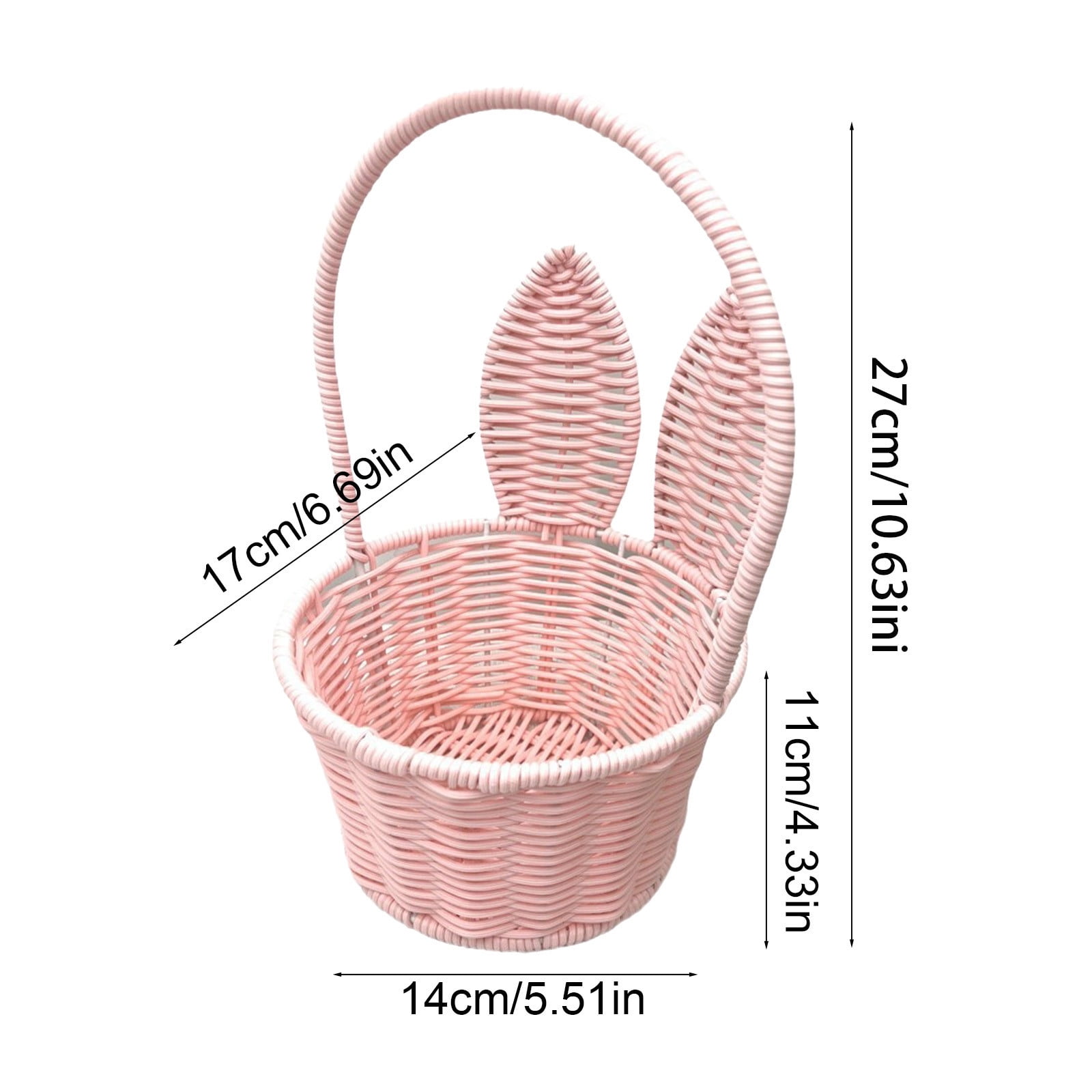 Lunxisen 3 Pcs Easter Bunny Woven Basket Cute Rabbit Handbasket Multi Purpose Storage Organizer for Home Nursery Picnic and Sundries