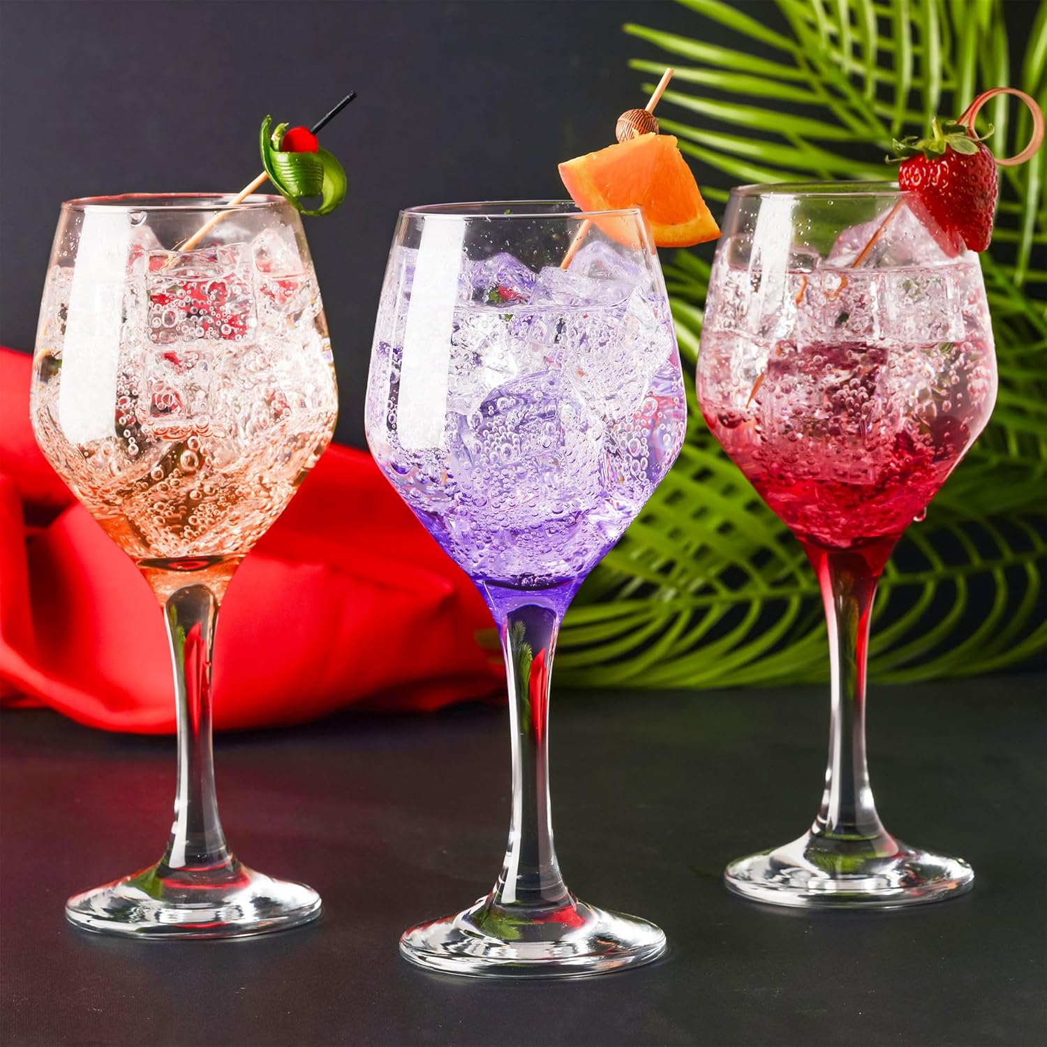 Colored Wine Glasses, Champagne, Cocktail, Martini, Coupe Glasses, Aperol Spritz Glasses, Long Stem Glassware Set of 6 (11oz/330ml)