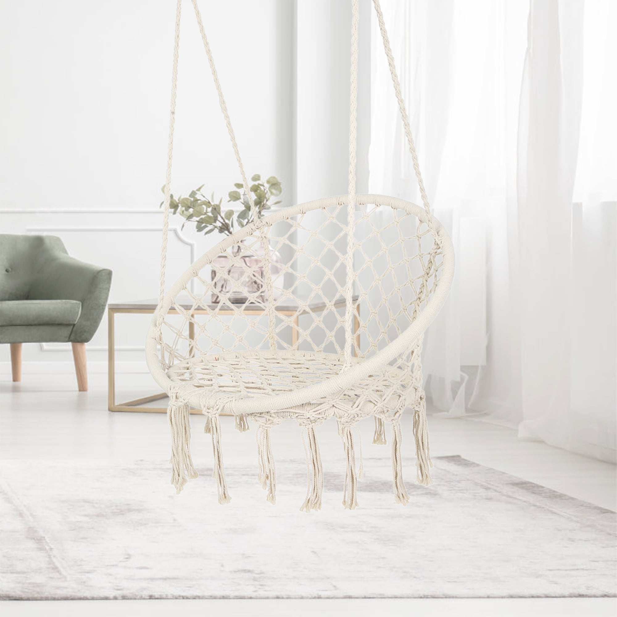 Kepooman Hammock Chair Macrame Swing with Hardware Kit, Hanging Cotton Rope Hammock Swing Chair for Indoor and Outdoor Use, 330 lbs Capacity, Beige Kepooman Hammock Chair Macrame Swing with Hardware Kit, Hanging Cotton Rope Hammock Swing Chair for Indoor and Outdoor Use, 330 lbs Capacity, Beige