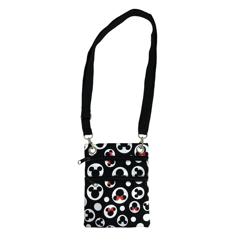 Women s Disney Mickey Minnie Mouse Passport Bag All Over Print Travel Crossbody Purse by Disney in Black