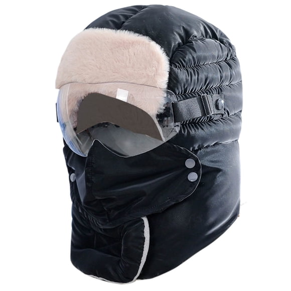 Winter Sports Windproof Thermal Hat with Integrated Goggles for Outdoor Riding Skiing Camping and Hiking Activities
