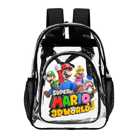 Mario Clear Backpack Heavy Duty See Through Bookbag Transparent Bag for Colleges School Work Sport Travel