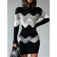 thumbnail image 1 of Vestido corto elegante para mujer, minivestido tejido con estampado de moda para primavera y otoño, vestido ajustado de manga larga a la cadera 2024, 1 of 6