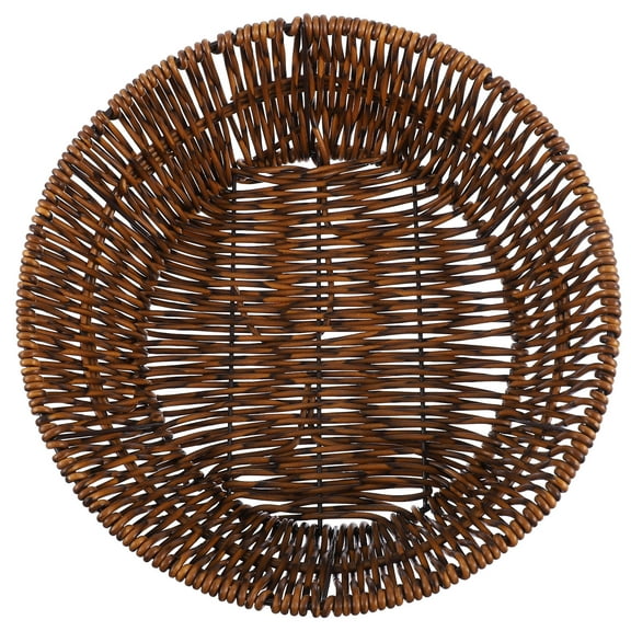 HEANUJJ Round Handwoven Brown Wicker Basket for Snacks Storage and Kitchen Counter Decoration