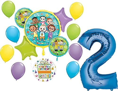 CoComelon Party Supplies 2nd Birthday 15 pc Balloon Bouquet Decorations