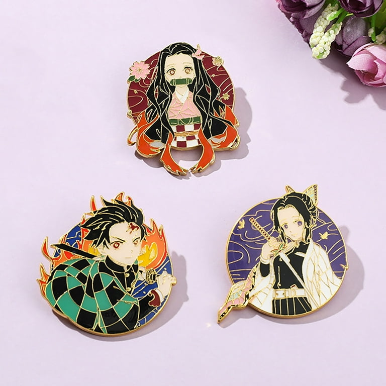 Demon Slayer Button Pin Collar Anime Brooches Nezuko Tanjirou Lapel Pins  Badge Button Backpack Accessories Jewelry