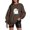 Brown, variant on Vedolay Sweatshirts Womens Oversized Sweatshirt Basic Solid Sleeve Hooded Pullover Tops,Dark Gray XXL