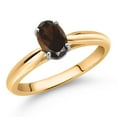 thumbnail image 2 of Gem Stone King 10K Yellow Gold Brown Smoky Quartz Solitaire Engagement Ring for Women (0.75 Cttw, Oval 7X5MM, Gemstone Birthstone, Size 8), 2 of 4