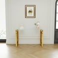 thumbnail image 3 of GZXS Modern Glass Console Table with Golden Stainless Steel Legs, 47 Inch Entryway Sofa Table for Living Room & Hallway, Easy to Assemble, 3 of 7