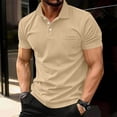 thumbnail image 2 of Men Short Sleeve Polo Shirt Casual Summer Collar Shirts Dress Button Polo T Shirt Classic Golf Shirts Khaki XL, 2 of 4