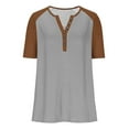 thumbnail image 6 of RongHuan Henley Shirt for Women Plus Size Color Block T-Shirt Loose Fit V Neck Tees Regular Fit Short Sleeve Tops, 6 of 9