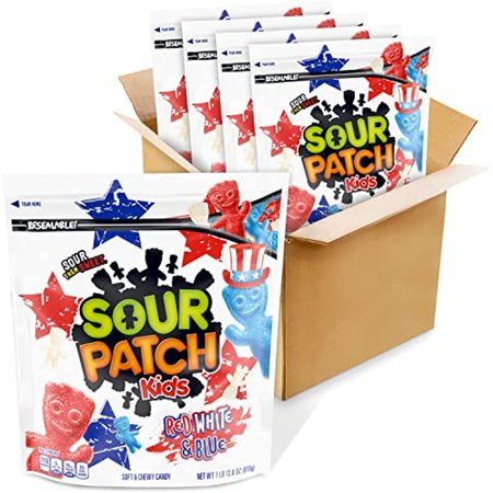 Sour Patch Kids Red, White & Blue Soft & Chewy Candy, 4 - 1.8 Lb Bags