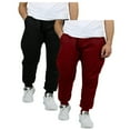 thumbnail image 1 of Men's 2 Pack Fleece Jogger Sweatpants,black/burgundy,S, 1 of 2