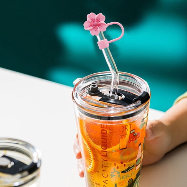 WIFKLSIIPG 3 Pcs Bouchons de Paille Fleur Marguerite Mignons pour Gobelets Anti-Poussière Bouchons de Paille Réutilisables