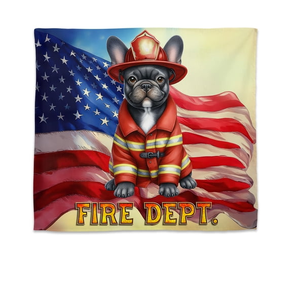 Firefighter French Bulldog Hero Rescue Fire Dept Fireman USA Flag Tapestry Dog Lover Gifts Wall Hanging Backdrop Home Decor - 02026