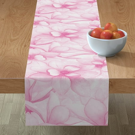 

Cotton Sateen Table Runner 90 - Flowers Pink Floral Spring Blossom Nursery Girls Print Custom Table Linens by Spoonflower