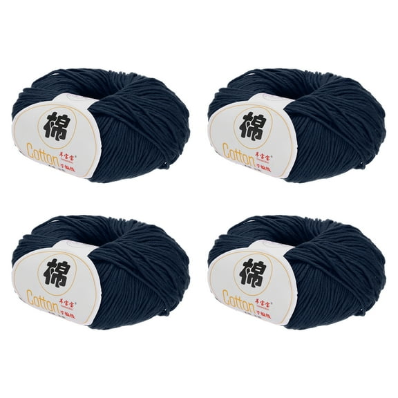 Uxcell Cotton Yarn, Soft Knitting Yarn 4 Packages of 200g/7.05oz/ Navy Blue