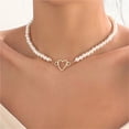 thumbnail image 1 of Collier Ras-du-Cou Cœur d'Amour Tendance en Perles d'Imitation, Personnalité Féminine, Fête, Mode, Collier Clavicule, Collier Perlas, Cadeau, 1 of 5