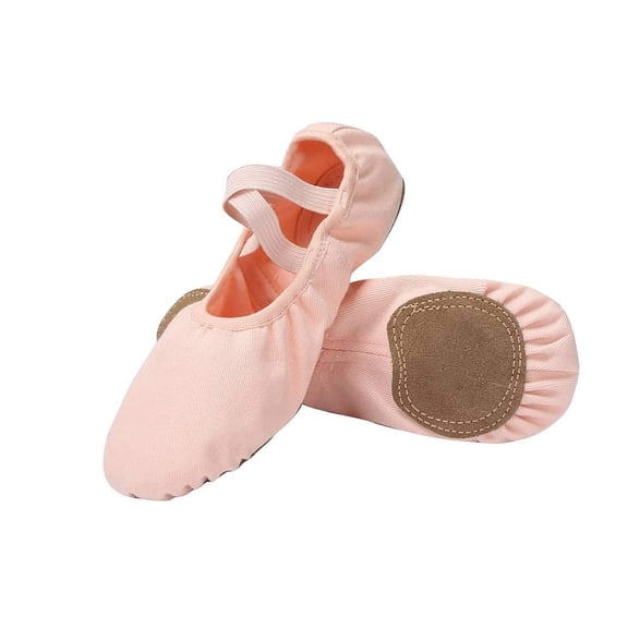 Linodes Dance Shoes for Girls Stretch Canvas Split Sole for Women-Ballet Pink-8.5M
