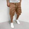 thumbnail image 2 of Men's Cargo Jogger Shorts - Drawstring Work Shorts with Multi-Pockets | Summer Athletic Sweat Shorts, 2 of 7