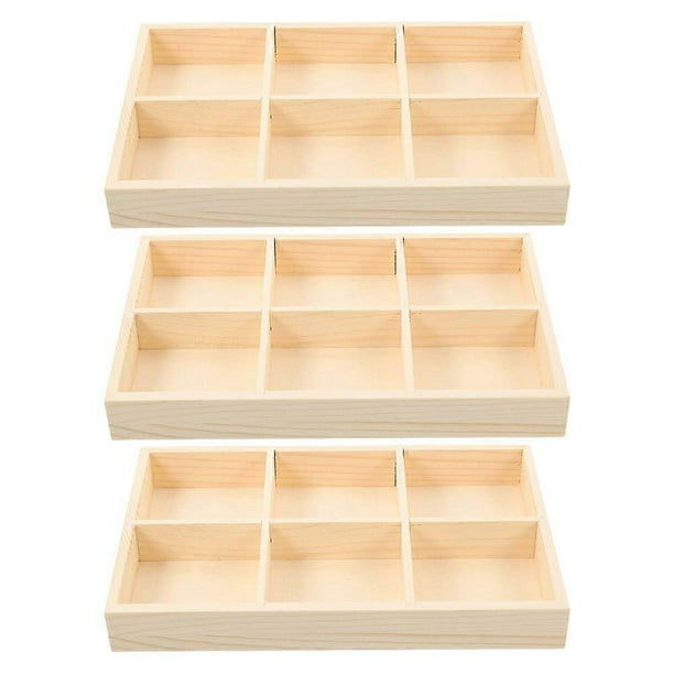 Wooden Tray Organizer with Compartments Multi Purpose Storage Box for Art Supplies, Makeup Tools, and Small Items