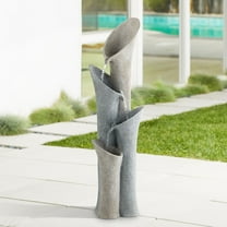 Bell 34" High Large Modern Indoor Outdoor Decor Gray Faux Stone Floor Fountain 4-Tier Outside Garden Patio Yard