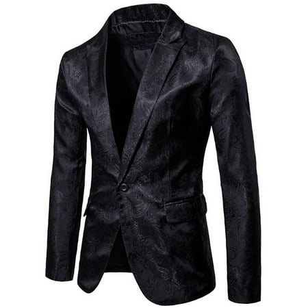 Fashion Mens Suit Blazer Casual Slim Fit One Button Tuxedo Formal Suit Coat Jacket Top Hot