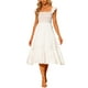 thumbnail image 1 of Vestido midi bohemio de tirantes con volantes y escote cuadrado para mujer INSPIRE CHIC, color blanco, talla 3XL, 1 of 6