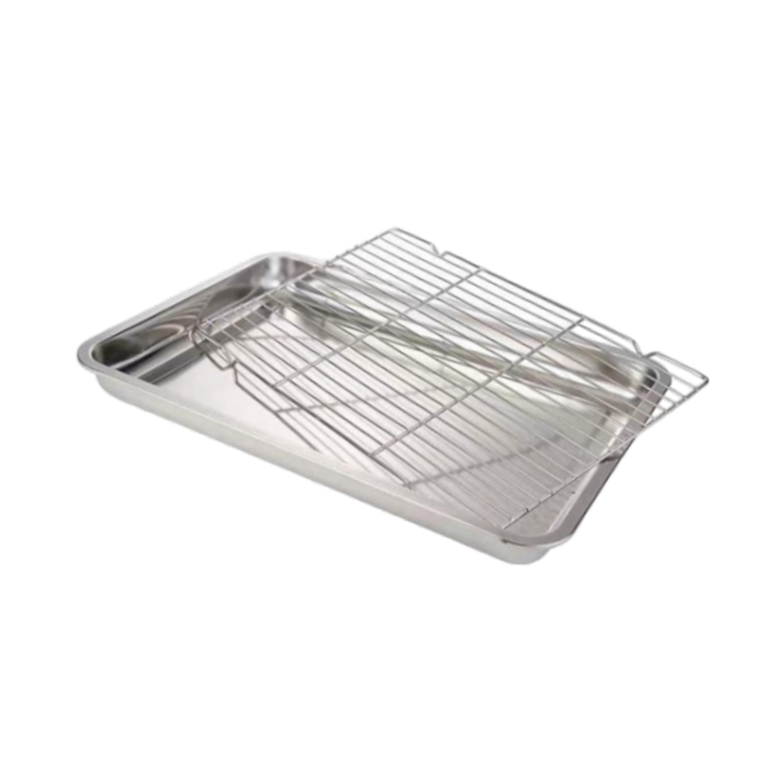 Fiocias Baking Sheet Baking Pan with Rack Food Storage Container Easy to Clean Practical 40 cmx30 cmx4.8 cm