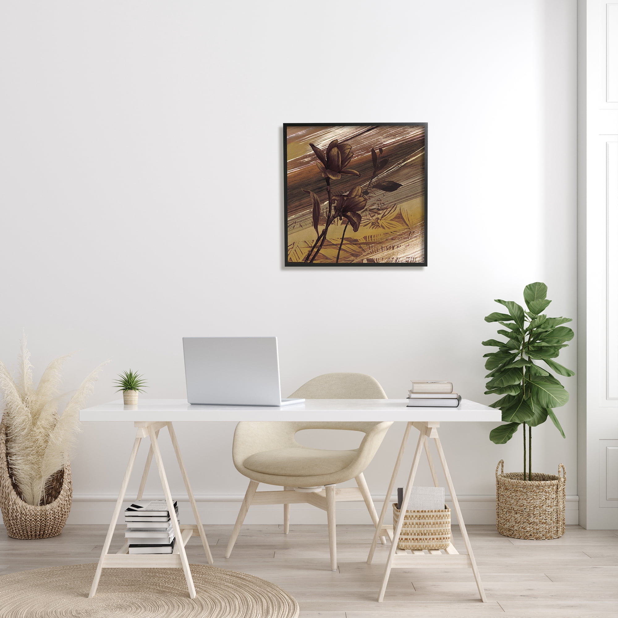 Stupell Industries Mellow Brown Flowers Abstract Tan Muddy Earth Tones, 24 x 24, Designed by Anne Brochard