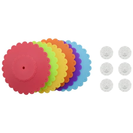 

6PCS New Cute Anti-Dust Silicone Glass Cup Cover Coffee Mug Suction Seal Lid Cap Food Grade Round Mug Cover