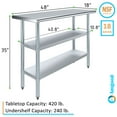 thumbnail image 3 of AmGood 18 in. x 48 in. Stainless Steel Table with Two Undershelves | Metal Utility Kitchen Prep Work Table | NSF, 3 of 9
