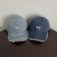 thumbnail image 3 of Casual Demin Color Lace Brim  Japanese Style Sun Hat Baseball Hat Sunshade Cap DARK BLUE, 3 of 7