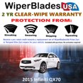 thumbnail image 2 of 2015 Infiniti QX70 Beam Wiper Blades Wipers w/2yr Warranty (Set of 3) w/Rear Wiper, 2 of 5