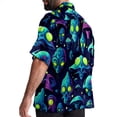thumbnail image 3 of Alien Men's Button Down Spread Collar Casual Printed Short Sleeve Summer Beach Unisex Shirts, 3 of 6