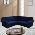 thumbnail image 3 of TOPCHANCES 3-Piece Velvet Recliner Sofa Covers, 7 Seat L-Shaped Corner Sofa Covers, Stretch Sectional Couch Slipcover ( Navy Blue), 3 of 7
