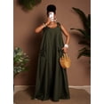 thumbnail image 5 of Plus Size Women's Green A-Line Dress, Casual Sleeveless Beach Vacation Dress, Summer, 5 of 6