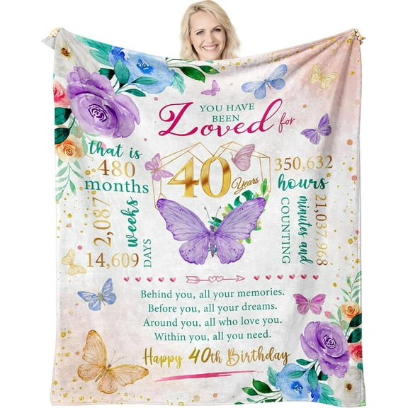 LHSHID 40th Birthday Gifts for Women Throw Blanket 40 Year Old Birthday Gifts for Women Gifts for 40th Birthday Woman Turning 40 Gifts for Her 1984 Forty Gifts 40 Yr Old Bday Gift Ideas 50x60in
