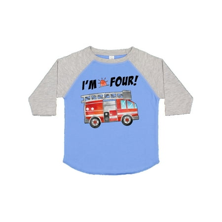 

Inktastic I m 4 Fire Truck 4th Birthday Gift Toddler Boy or Toddler Girl T-Shirt