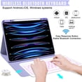 thumbnail image 3 of iPad Keyboard Case for iPad Pro 12.9” 2022/2021/2020 (6th/5th/4th Gen), Built-in Pencil Charging Holder 7-Color Backlit Wireless BT Magnetic Keyboard Auto Sleep/Wake Function-Purple, 3 of 6