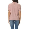 thumbnail image 3 of INSPIRE CHIC Women's Puff Sleeve Eyelet Tops Back Button Down Dressy Casual Ruffle Neck Blouses, 3 of 5