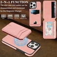 thumbnail image 4 of Detachable Wallet Case for iPhone 16 Pro, TECH CIRCLE RFID Blocking Mag-Safe Compatible Magnetic Kickstand PU Leather Lightweight Back Cover Protective Case, Pink, 4 of 11