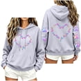 thumbnail image 2 of Women's Heart Printed Long Sleeve Hoodies Fall Fleece Lined Oversized Casual Graphic Pullover Hooded Sweatshirts S-XXL, 2 of 6