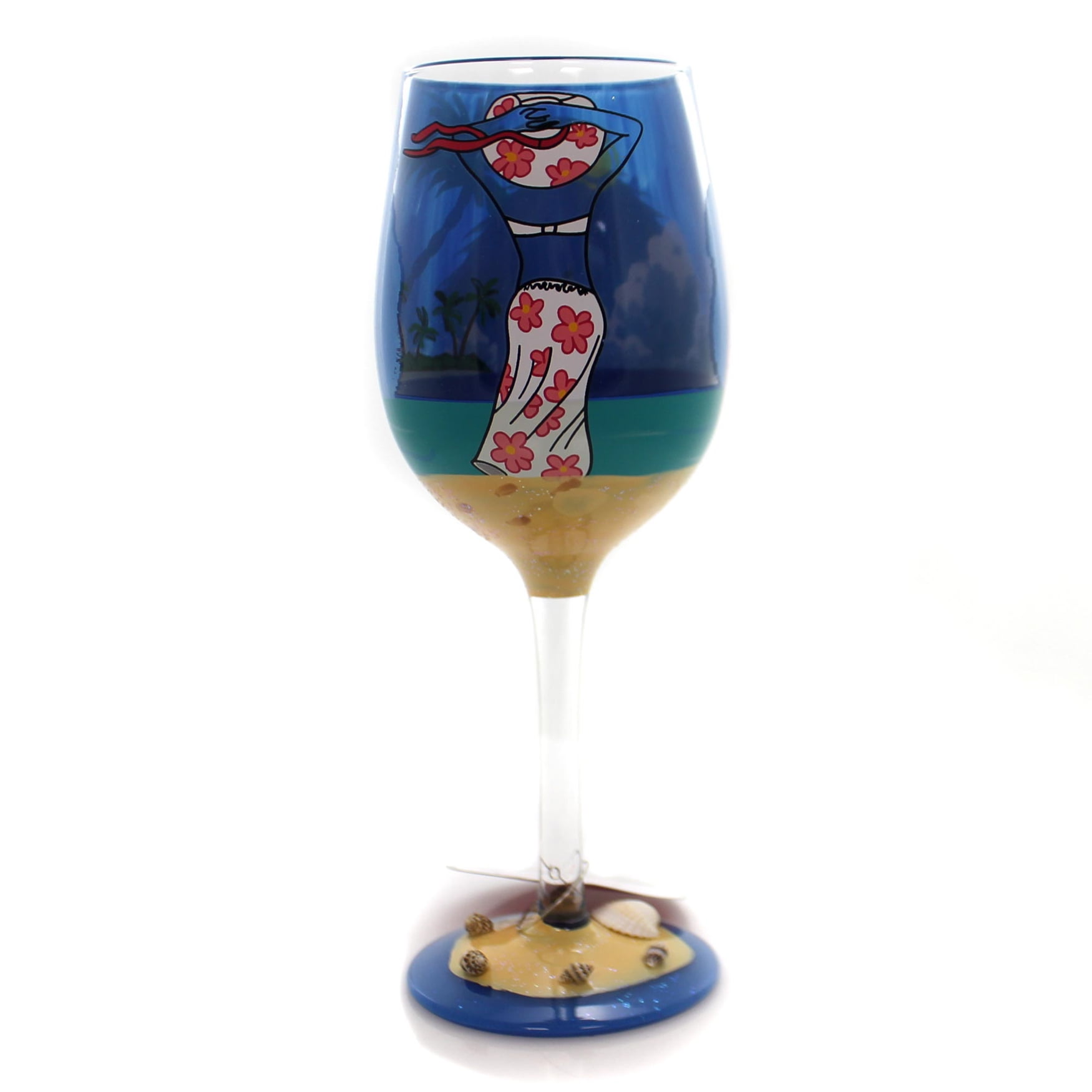 Enesco Designs by Lolita 6001311 Beach Life Wine Glass 15 oz