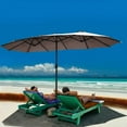 thumbnail image 4 of 15x9 Ft Double Sided Outdoor Umbrella, Market Table Umbrella w/Crank, Patio Umbrella Extra Big for Beach/Poolside/Backyard/Campsite, 4 of 9