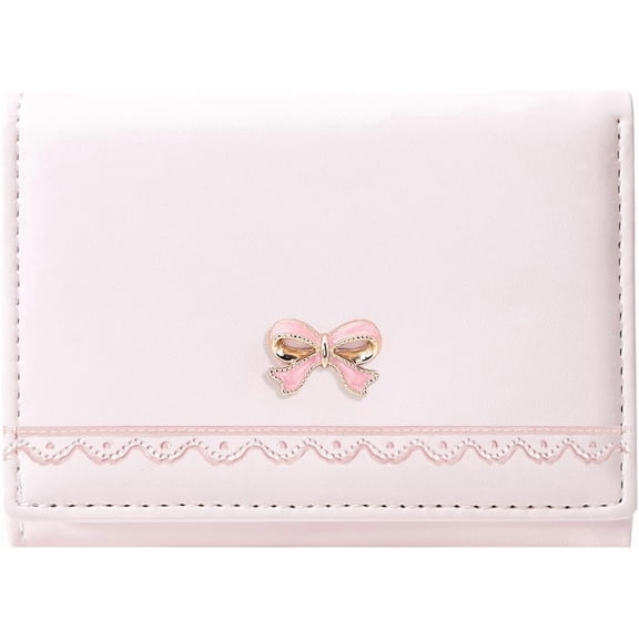 Lace Embossed Bow Small Wallet for Women Girls | Mini Wallet, 7 Card Slots, ID Window, Slot